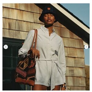 Rowing Blazers Caroline Oxford Romper Blue Stripe 3XL